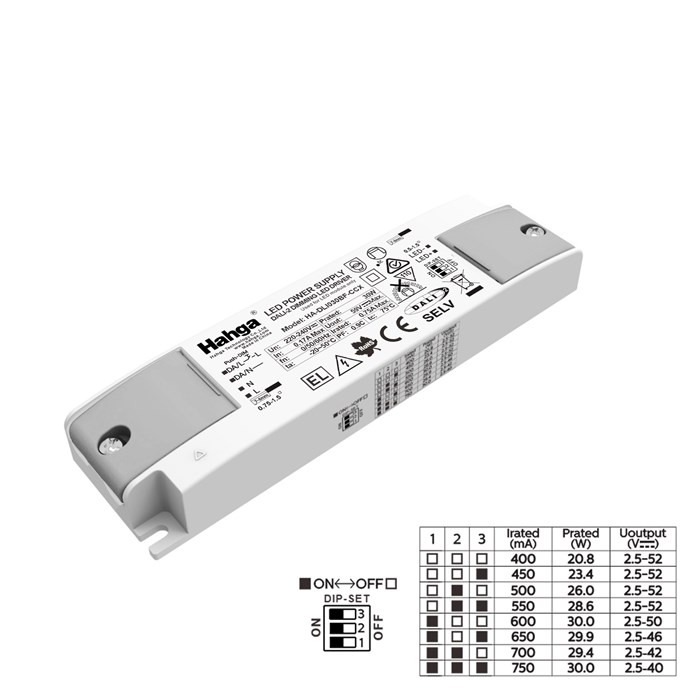 Стандартный DALI DIP Switch 30W 400-750mA - фото 4625